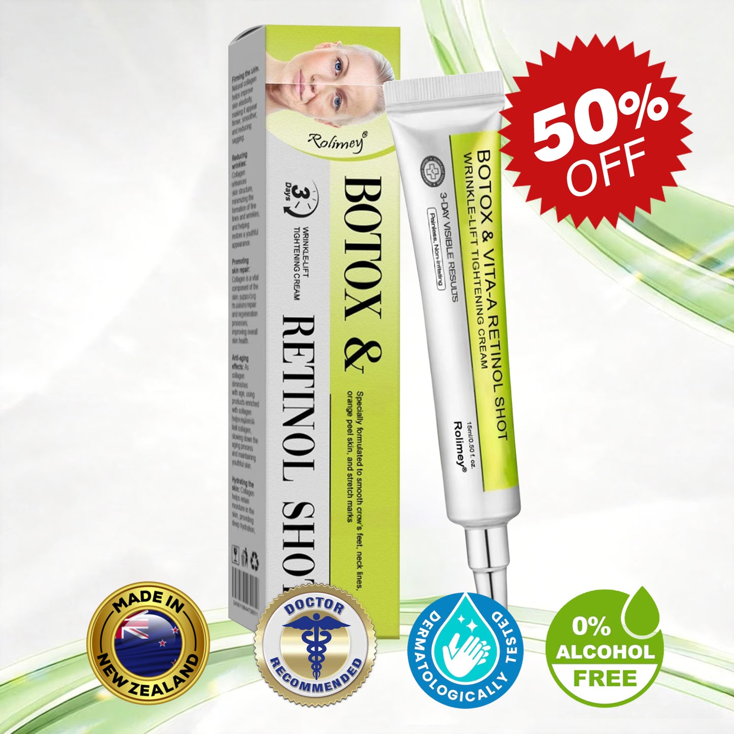 🇳🇿Made and shipped from the NZ 💥Rolimey® Botox & Vita-A Retinol Shot Wrinkle-Lift Tightening cream - Last Day Promotion 70% OFF