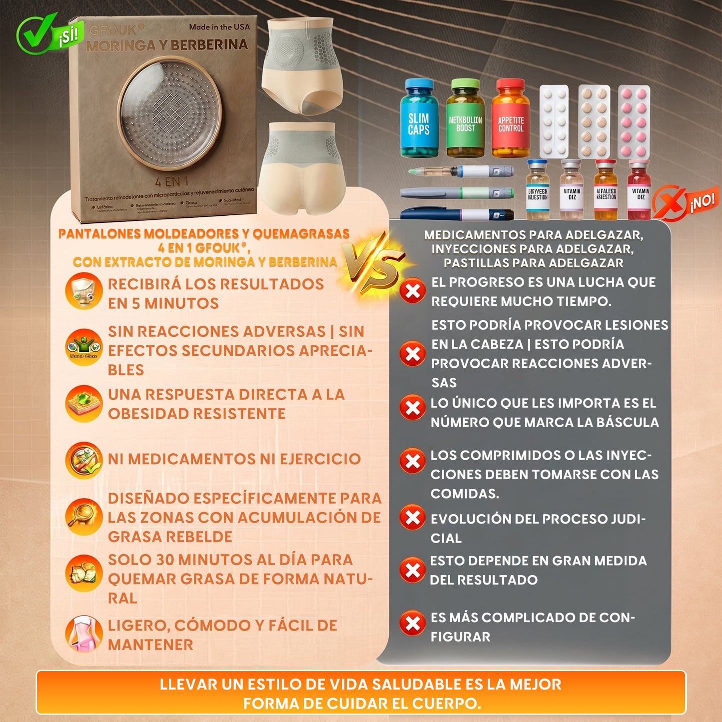 🇲🇽 Tienda Oficial | GFOUK® 💚 2026 Shorts Moldeadores y Quemadores de Grasa 4 en 1 con Moringa y Berberina de Micro-Partículas 👍