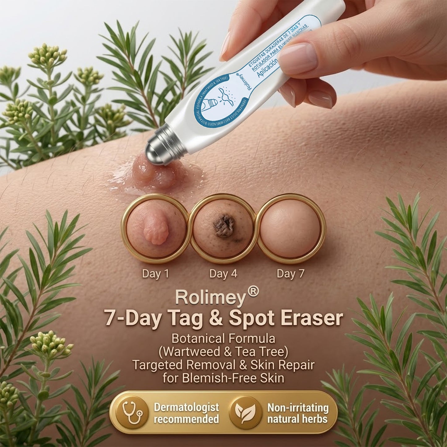 ✅Rolimey® Roll-on eliminador de verrugas cutáneas y manchas (tratamiento de 7 días)👩‍⚕️